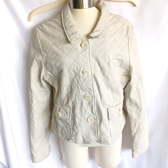 Wilson’s Leather White Quilted Jacket, XL, Fits Like Medium. 22"PTP, 20"L - Picture 1 of 9